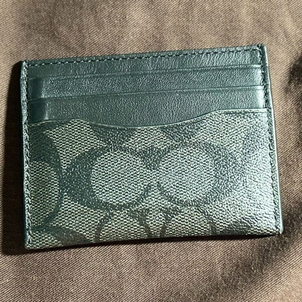 Authentic COACH Slim Id Card Case In Signature Canvas
